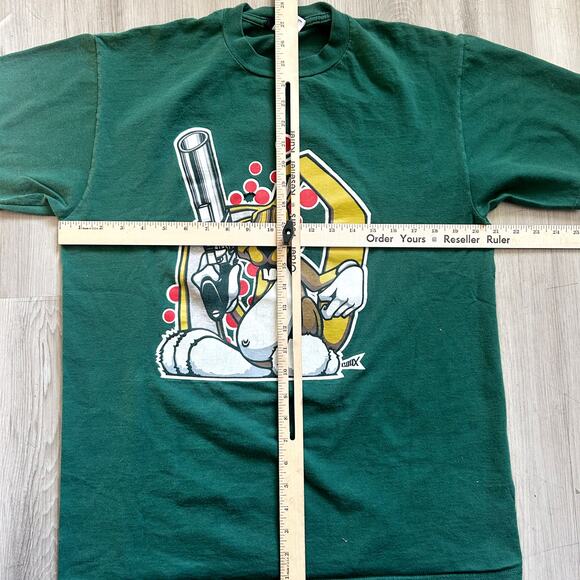VNTG GAT Gypsy & Thieves Rave Skateboard 90s Bunny Green Shirt Sz L DISTRESSED - Picture 12 of 12